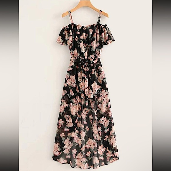 Floral Print Chiffon Jumpsuit - Picture 1 of 7